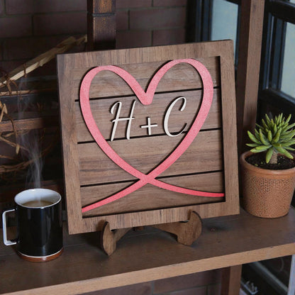 Personalized Wooden Initials Sign for Couples and Friendships