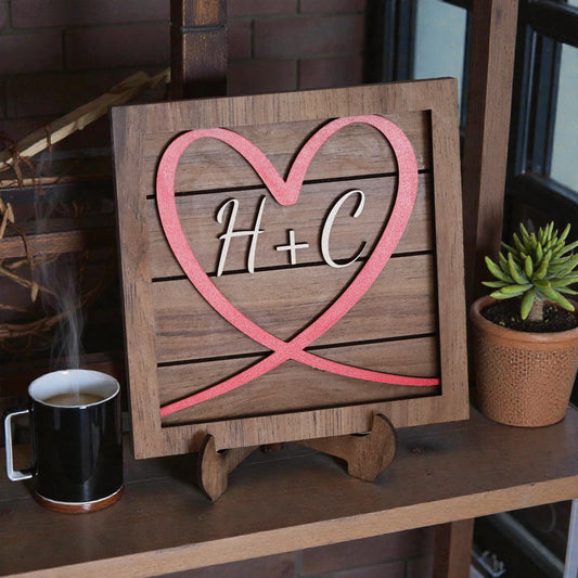 Personalized Wooden Initials Sign for Couples and Friendships