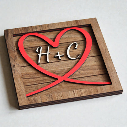 Personalized Wooden Initials Sign for Couples and Friendships