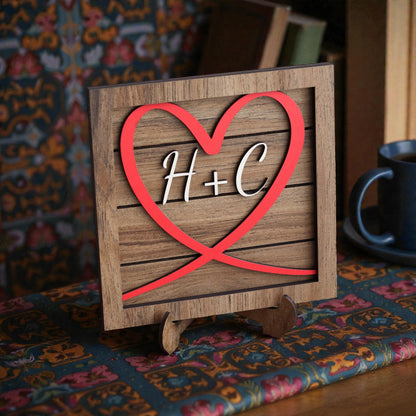 Personalized Wooden Initials Sign for Couples and Friendships